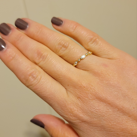 Marquis Cut Vermeil Ring Gold Plated Sterling Silver - Picture 6 of 6